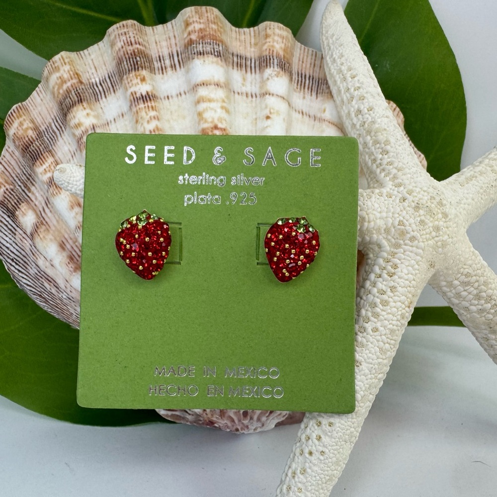 Seed & Sage Red Crystal Strawberry Earrings